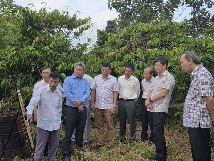 Phó Chủ tịch Thường trực UBND tỉnh Nguyễn Hồng Hải nghe chủ đầu tư báo cáo dự án Thủy điện Đắk Sor 5