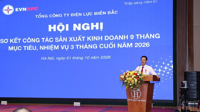 Ông Nguyễn Đức Thiện, Tổng Giám đốc EVNNPC phát biểu kết luận hội nghị. Ảnh NPC