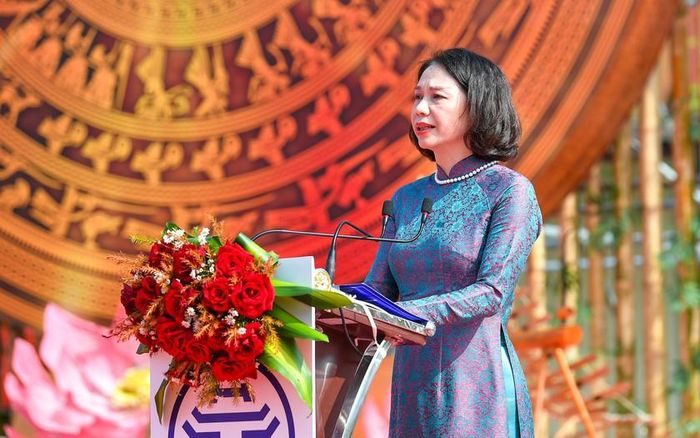 Phó Chủ tịch UBND TP. Hà Nội Vũ Thu Hà phát biểu tại lễ phát động. Nguồn:thanglong.chinhphu.vn.