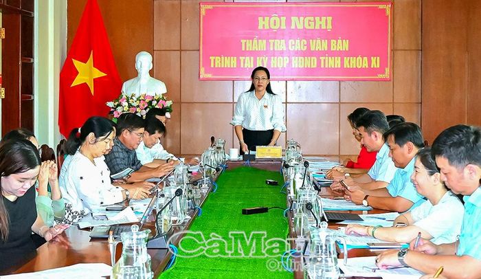 Trưởng Ban Văn hoá - Xã hội, HĐND tỉnh Trần Thị Huỳnh Dao đề nghị rà soát, hoàn thiện dự thảo nghị quyết trình Kỳ họp thứ 6 HĐND tỉnh khoá XI xem xét, quyết định.