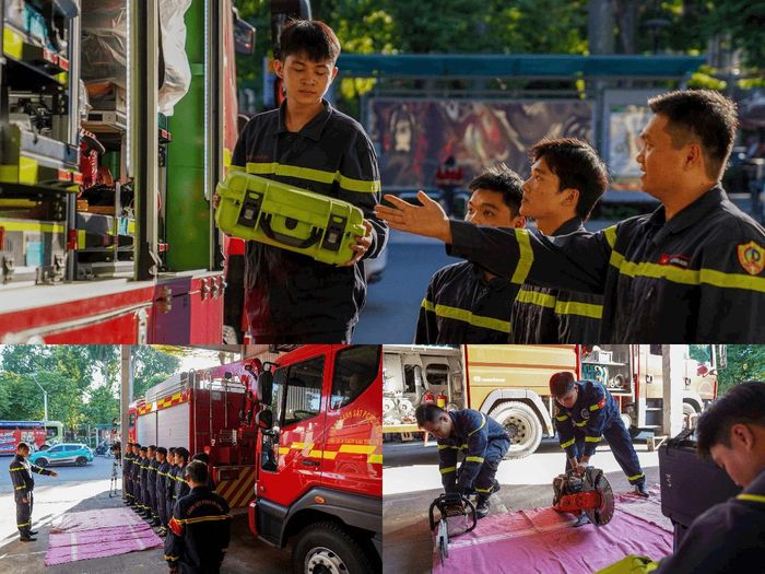 Lực lượng PCCC Thủ đô luôn trong tâm thế sẵn sàng nhận nhiệm vụ bất cứ nơi đâu khi Tổ quốc cần. Ảnh PV