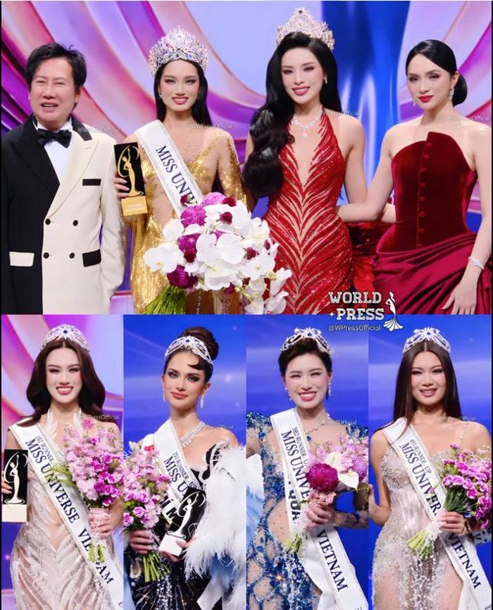 Ngoài Vương miện Miss Universe Vietnam 2026 dành cho Nguyễn Quỳnh Anh, 4 người đẹp khác lần lượt dành các vị trí á hậu 1, 2, 3, 4. Ảnh: World Press