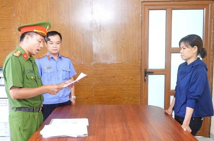 Đối tượng Nguyễn Thị Thúy tại cơ quan Công an. Ảnh: Công an tỉnh Phú Thọ