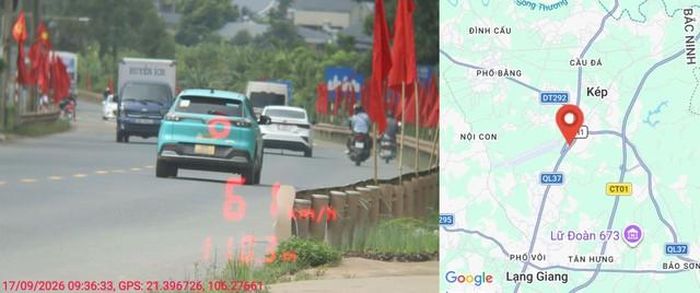 Xe ô tô chạy quá tốc độ trên quốc lộ 1A, xã Kép.