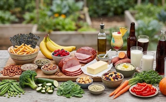 Thực phẩm không nên lựa chọn trong chế độ ăn keto. Ảnh minh họa AI.