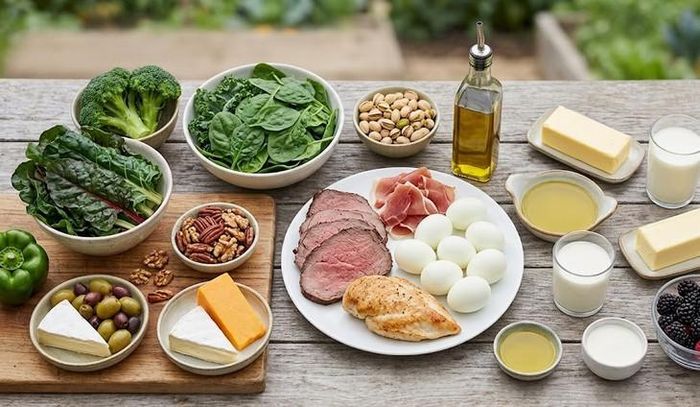 Thực phẩm nên chọn trong chọn trong chế độ ăn keto. Ảnh minh họa AI.