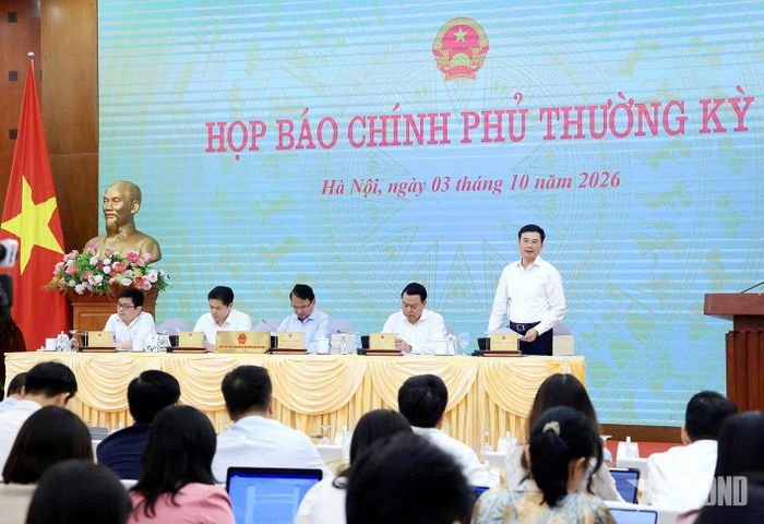 Quang cảnh họp báo Chính phủ thường kỳ tháng 9-2026. Ảnh: TUẤN ANH