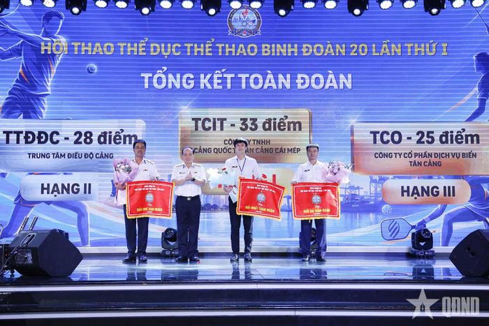 Đại tá Nguyễn Thanh Trúc, Phó tư lệnh Binh đoàn 20 trao giải tập thể cho các đơn vị.