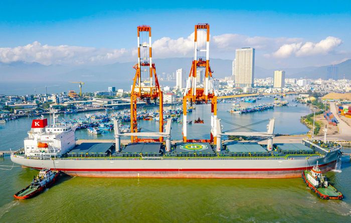  Các tàu hàng siêu trường, siêu trọng cập cảng Quy Nhơn (Gia Lai) để bốc dỡ, nhập khẩu hàng hóa. Ảnh: DŨNG NHÂN 