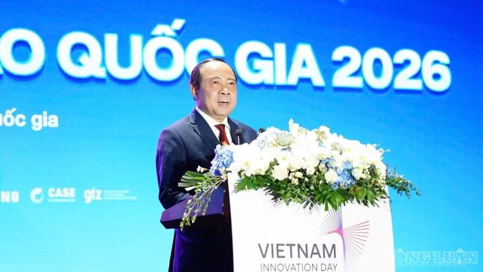 Bộ trưởng Bộ Khoa học và Công nghệ Vũ Hải Quân phát biểu khai mạc Ngày hội Đổi mới sáng tạo quốc gia năm 2026.