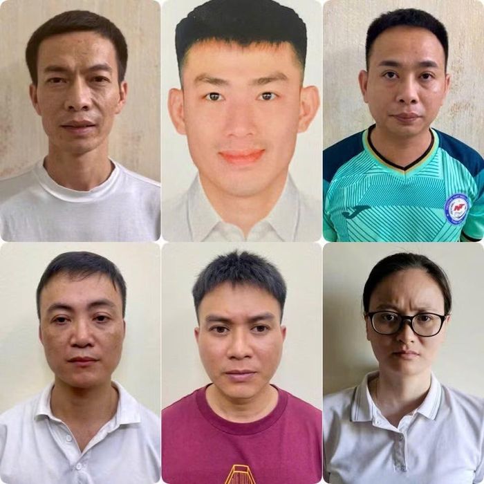 Một số bị can trong vụ án. Ảnh: CA