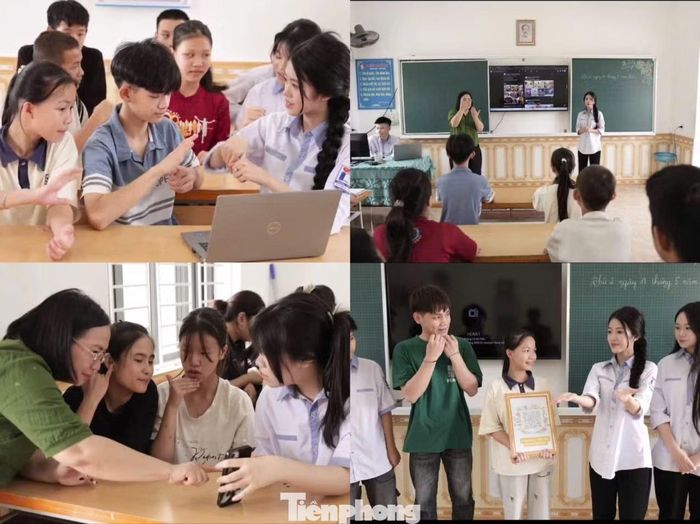 Nguyên sử dụng ngôn ngữ ký hiệu để giới thiệu dự án “Chạm đọc - Kết nối không giới hạn”.