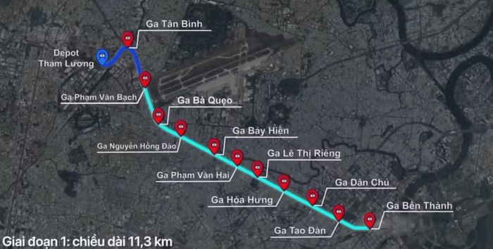 Sơ đồ tuyến Metro số 2 Bến Thành - Tham Lương. Ảnh: MAUR.