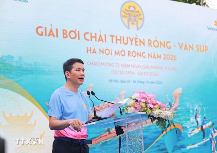 Ông Phạm Tuấn Long, Giám đốc Sở Văn hóa, Thể thao và Du lịch Hà Nội phát biểu. (Ảnh: Khánh Hòa/TTXVN)