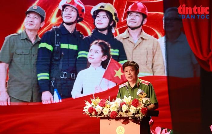 Thiếu tướng Nguyễn Thanh Hưởng, Phó Giám đốc Công an TP Hồ Chí Minh phát biểu.