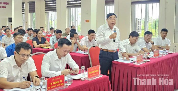Đại diện đơn vị nhà thầu kiến nghị giải pháp tháo gỡ khó khăn về nguồn cung vật liệu xây dựng.