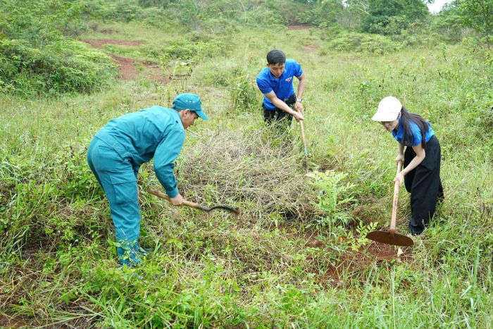 Đoàn viên, thanh niên xã Quảng Trực tham gia hưởng ứng dọn dẹp vệ sinh môi trường