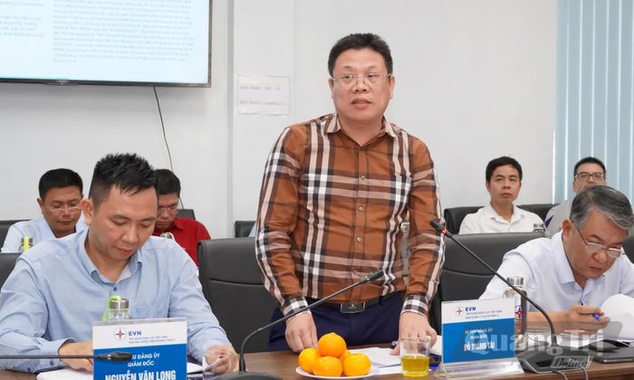Đại diện lãnh đạo Ban Quản lý dự án Điện 2 báo cáo tại buổi làm việc - Ảnh: N.H