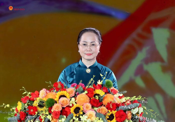 Bộ trưởng Bộ Văn hóa, Thể thao và Du lịch Lâm Thị Phương Thanh phát biểu tại buổi lễ