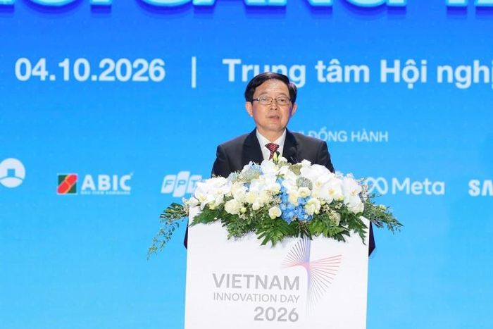 Phó Thủ tướng Hồ Quốc Dũng phát biểu tại lễ hưởng ứng Ngày hội Đổi mới sáng tạo quốc gia năm 2026 diễn ra ngày 4/10. Ảnh: Bộ Khoa học và Công nghệ.