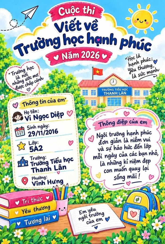 Bài tham dự cuộc thi viết về Trường học hạnh phúc của em Vi Ngọc Diệp