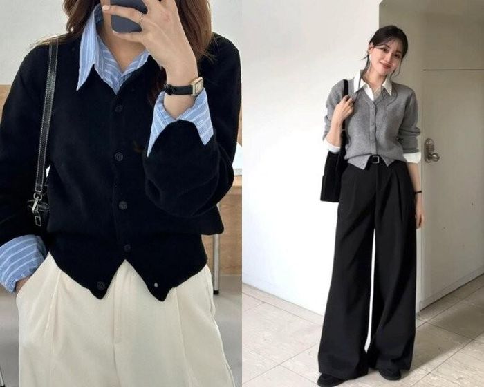 Những chiếc áo sơ mi giúp bản phối layering của chị em thêm phần chỉn chu.