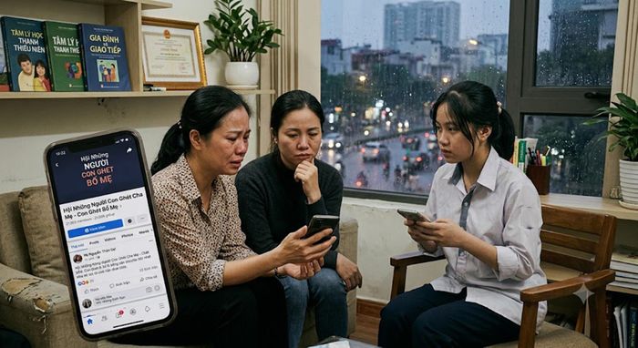 Mẹ ở Hà Nội đứng ngồi không yên khi thấy các hội nhóm ‘ghét bố mẹ’. (Ảnh minh họa; AI)
