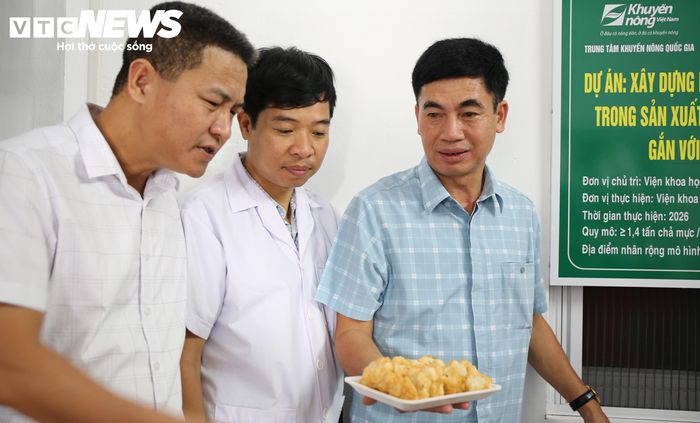 Đoàn khảo sát kiểm tra sản phẩm chả mực sau chế biến.