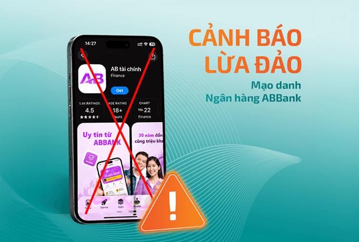 ABBank cảnh báo ứng dụng "AB tài chính" giả mạo thương hiệu ngân hàng. Ảnh: ABBank