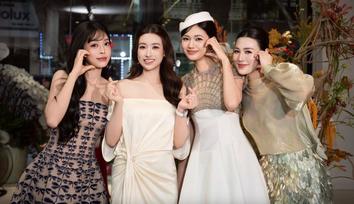 Tại sự kiện, 'con dâu bầu Hiển' hội ngộ nhiều người đẹp như á hậu Phương Nga, Thanh Tú, Tú Anh. Họ đều là những chị em thân thiết, từng đồng hành trong công việc và cả cuộc sống.