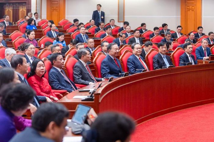 Các đại biểu dự khai mạc Hội nghị lần thứ Tư, Ban Chấp hành Trung ương Đảng khóa XIV - Ảnh: chinhphu.vn/Nhật Bắc