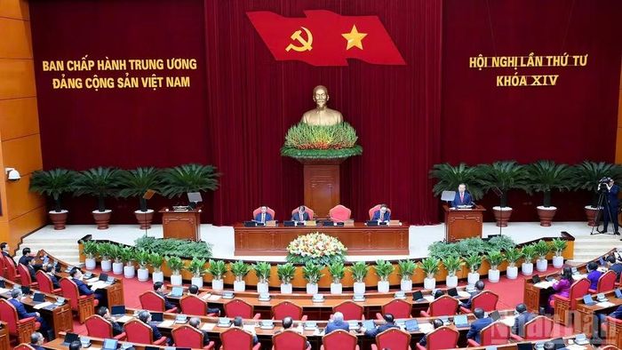 Phiên khai mạc Hội nghị lần thứ tư, Ban Chấp hành Trung ương Đảng khóa XIV. (Ảnh: ĐĂNG KHOA)