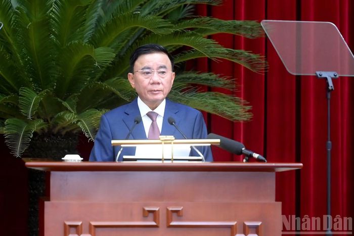 Thường trực Ban Bí thư Trần Cẩm Tú phát biểu tại phiên khai mạc hội nghị.