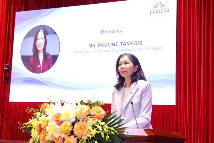Bà Pauline Tamesis, Điều phối viên Thường trú Liên hợp quốc tại Việt Nam phát biểu.