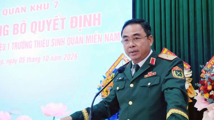 Thiếu tướng Lê Xuân Bình phát biểu tại buổi lễ. (Ảnh: CTV)