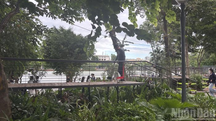 Những ngày đầu tháng 10, tại khu vực vườn hoa và đường dạo ven bờ phía tây Hồ Gươm, dọc phố Lê Thái Tổ, các công nhân đang khẩn trương lắp đặt, hoàn thiện hạng mục cầu cạn cảnh quan. Theo Ủy ban nhân dân phường Hoàn Kiếm, đây là một phần của không gian nghệ thuật “Dải lụa ký ức”, được triển khai theo hình thức xã hội hóa nhân kỷ niệm 72 năm Ngày Giải phóng Thủ đô và Ngày Văn hóa Việt Nam 24/11.
