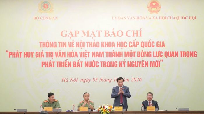 Cuộc gặp mặt báo chí thông tin về Hội thảo khoa học cấp quốc gia với chủ đề “Phát huy giá trị văn hóa Việt Nam thành một động lực quan trọng phát triển đất nước trong kỷ nguyên mới”. (Ảnh: CTV)