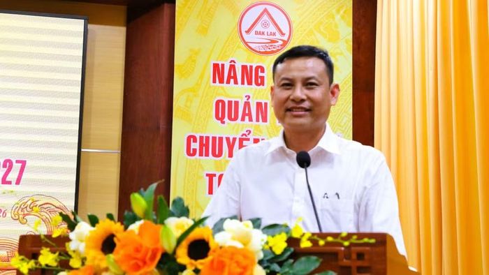 ông Nguyễn Hoàng Chương, Trưởng phòng Quản lý chất lượng - Công nghệ thông tin phát biểu. (Ảnh: Thành Tâm)