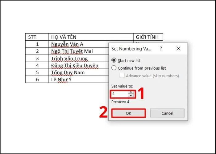 Hộp thoại thiết lập sẽ xuất hiện.