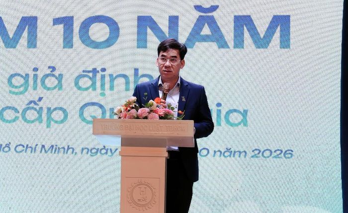 TS. Lê Trường Sơn, Hiệu trưởng Trường Đại học Luật TP HCM phát biểu. Ảnh: Thu Uyên