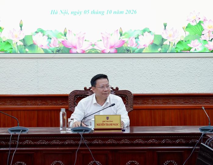 Thứ trưởng Nguyễn Thanh Ngọc phát biểu tại buổi làm việc.