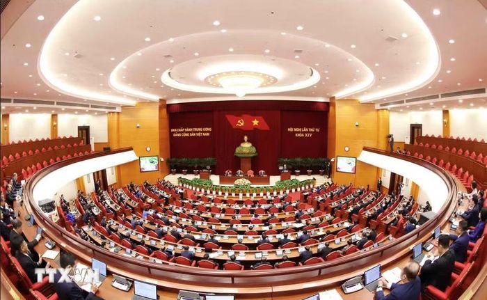 Phiên Khai mạc Hội nghị lần thứ tư Ban Chấp hành Trung ương Đảng khóa XIV. Ảnh: TTXVN