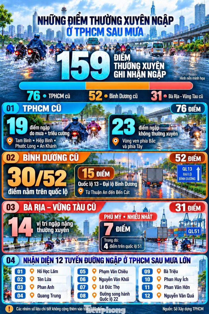 Sở Xây dựng TPHCM vừa công bố các điểm thường xuyên ngập tại Thành phố