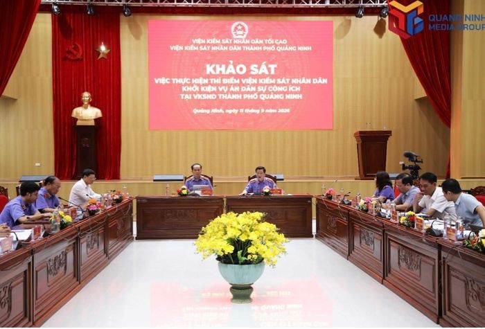 VKSNDTC khảo sát việc thực hiện Nghị quyết 205/2025/QH15 của Quốc hội tại VKSND thành phố Quảng Ninh (Ảnh: BQN).