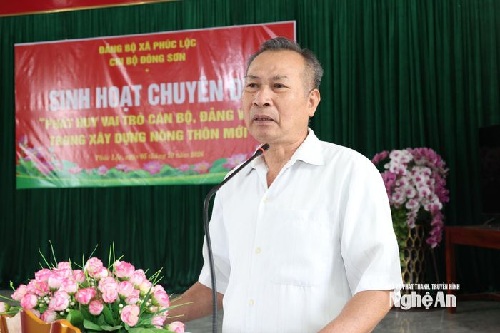 Đại diện đảng viên Chi bộ Đông Sơn, xã Phúc Lộc phát biểu ý kiến. Ảnh: Quang Dũng