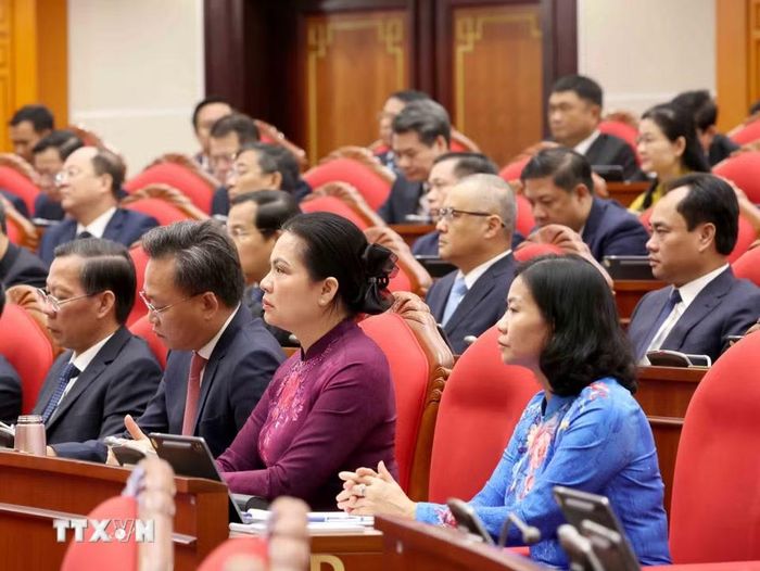 Các đại biểu dự khai mạc Hội nghị lần thứ tư Ban Chấp hành Trung ương Đảng khóa XIV. (Ảnh: Phương Hoa/TTXVN)