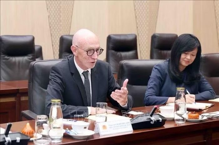 Giáo sư Graham Carr, Hiệu trưởng Trường Đại học Concordia, Canada phát biểu. Ảnh: Phạm Kiên/TTXVN
