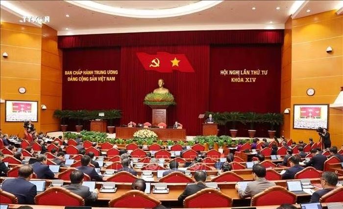Phiên Khai mạc Hội nghị lần thứ tư Ban Chấp hành Trung ương Đảng khóa XIV. Ảnh: Phương Hoa/TTXVN