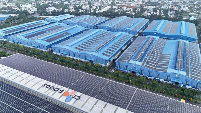 Điện mặt trời mái nhà tại khu công nghiệp thuộc tập đoàn TTC vận hành và quản lý. Ảnh: Bnews/vnanet.vn