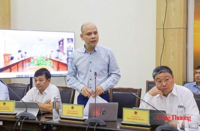 Phó Cục trưởng Cục Địa chất và Khoáng sản Việt Nam Trần Phương báo cáo tại buổi làm việc.